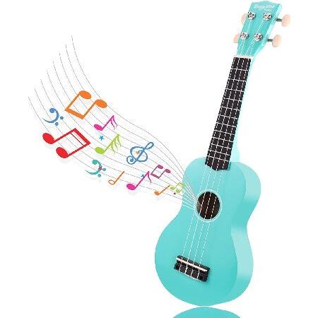 Soprano Ukulele Beginner,Strong Wind Ukulele for Kids P-21Inch Nylon Ukelele Gifts for Kids Girl Boy Child etc (Light Blue)