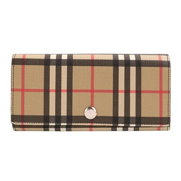 BURBERRY 巴寶莉   經典Vintage 系列防刮格紋釦式長夾(深卡其)