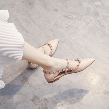 柳釘平底法式單鞋女夏季晚晚風溫柔仙女淑女2025軟底配裙絕美涼鞋