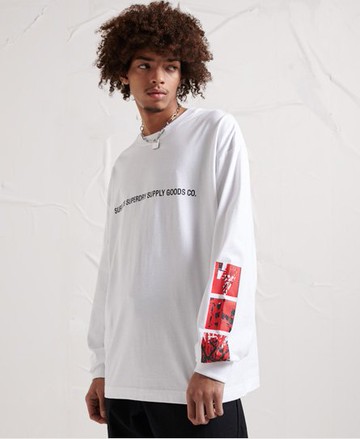 Superdry Men's Unisex Energy Surplus Long Sleeved Top White / Optic - Size: M/L