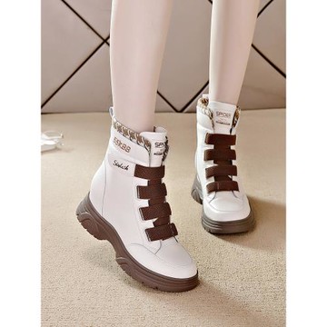 內增高馬丁靴女爆款2025年秋季新款厚底顯瘦加絨女靴子魔術貼短靴