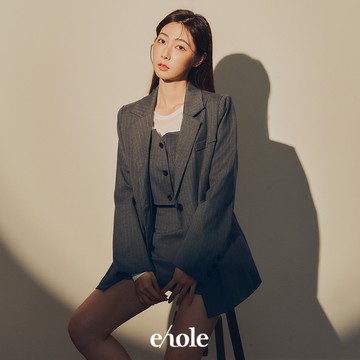 條紋西外吊帶背心短裙三件式SET-深