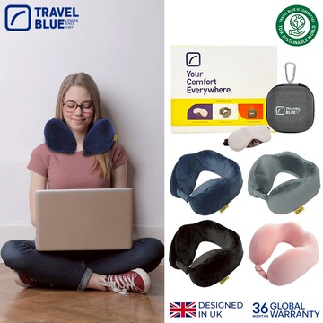 【Travel Blue 藍旅】極致禮盒組(內含寧靜頸枕、頸枕收納盒 、豪華眼罩)