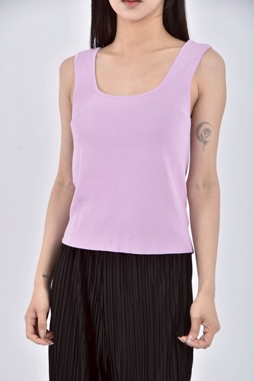 (S) oh her質感修身短版針織無袖紫色上衣