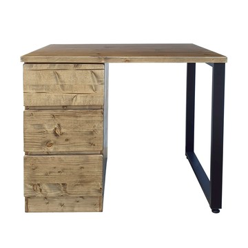 訂製品 LOFT 工業風 鐵腳+實木 鐵木 三抽口字腳書桌 適合小空間 可訂製 CUA028