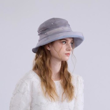 QWI日式經典珍珠飾優雅蠶絲帽