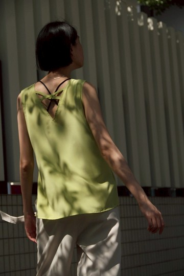 夏日輕薄雙層背心 - 青綠色