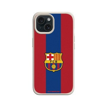 iPhone 15 SolidX 貝殼灰 - FC Barcelona - Logo - Two Tone Background