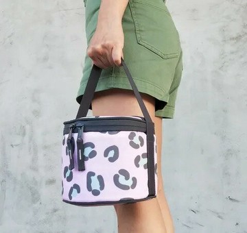 便當袋 圓圓桶造型 保溫/冰袋-粉色豹紋(少量現貨)