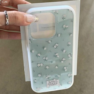 薄荷白花蘋果13手機殼iPhone15可拆卸14二合一12promax創意11