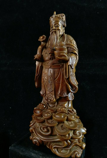 黃楊木雕～財神，高20厘米，保真小葉黃楊木，不真包退！重34