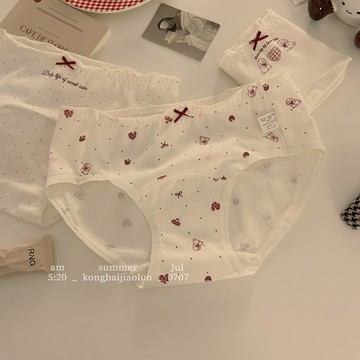 簡約甜美內褲女 新款中腰木耳邊三角褲 棉質內褲 女生內褲 大尺碼內褲