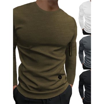 Slim-fit personality base T-shirt美式純色修身個性打底衫T恤男