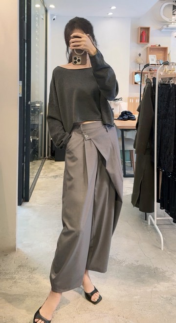 訂製系列-腰頭交叉設計彎刀褲