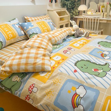 ins夏季純棉床上四件套100全棉可愛公主風床品床單三件套女孩被套