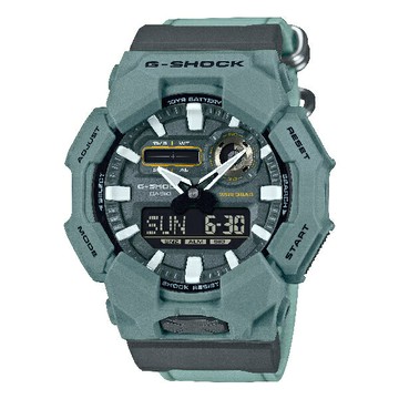 CASIO卡西歐  GA-010 系列 GA-010CE-2A 十年電力布質錶帶雙顯時尚腕錶 藍色 51.9mm｜樂天領券現折★全館特惠中★指定刷卡回饋10%