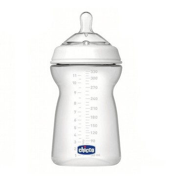 Chicco 天然母感2倍防脹PP奶瓶 330ml 快速流量奶嘴  Clear  1個