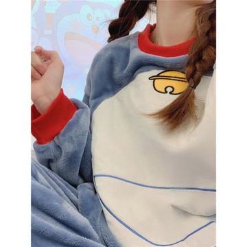 2025新款珊瑚絨睡衣女秋冬季加厚加絨可愛網紅風法蘭絨家居服套裝