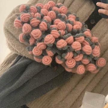 免運🌞手工毛線diy花束毯子材料包 鈎織鈴蘭玫瑰毯子變花束 創意針織禮物 玫瑰花束毯子 編織DIY毛綫材料包
