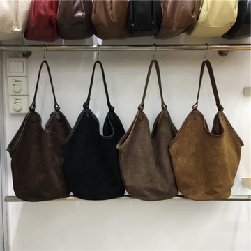 小臟柜 韓版時尚大容量托特包簡約慵懶風麂皮絨單肩包通勤女包包