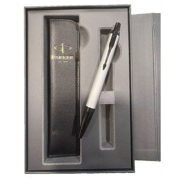 PARKER 派克 IM系列內斂灰原子筆 真皮筆套禮盒(免費刻字)【APP滿額下單10%點數(單一帳號最高5000點)】1/31止