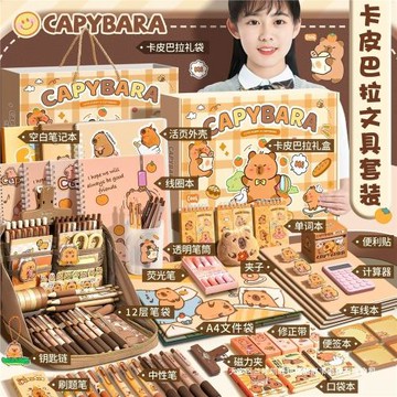 卡皮巴拉文具套裝禮盒畢業季大禮包水豚盲盒高顏值生日禮物女孩學