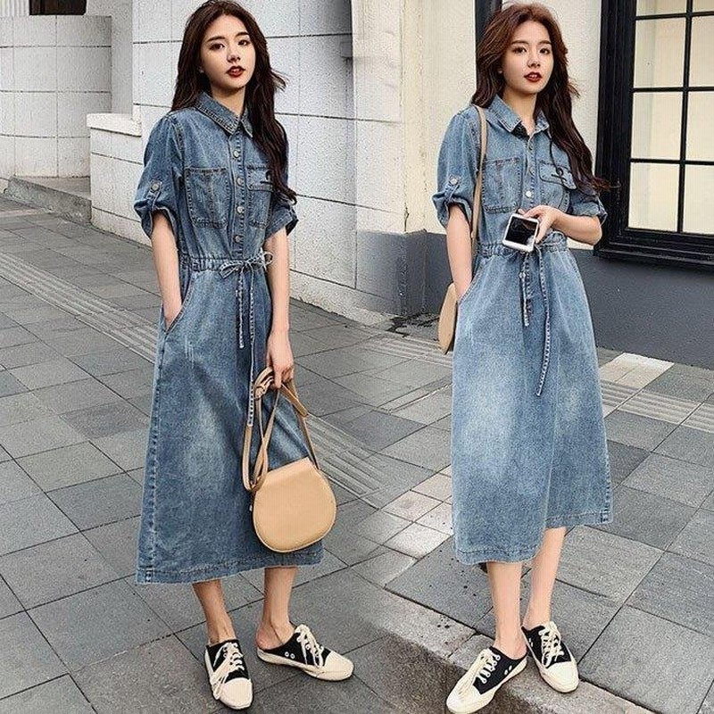 デニムワンピース レディース 40代 おしゃれ マキシワンピース 半袖 ゆったり ロング丈スカート 春夏 オシャレ無地デニムワンピース 韓国風 着痩せ 大人可愛い 通販 Lineポイント最大0 5 Get Lineショッピング