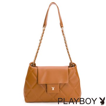 PLAYBOY - 肩背包 菱格系列 - 咖色