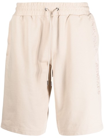 Emporio Armani - embroidered-logo drawstring shorts - men - Elastane/Cotton - S - Neutrals