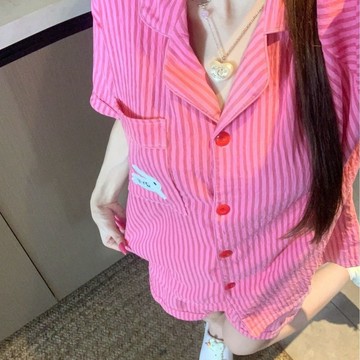 ✨台灣出貨✨條紋兔子睡衣女夏季短袖短褲2026年新款美少女卡通薄款家居服套裝