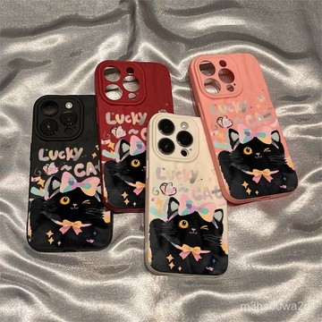 褶皺款塗鴉黑貓 防摔 保護殼 蘋果iphone xr i11 i12 13 14 15 16 promax 78p手機殼