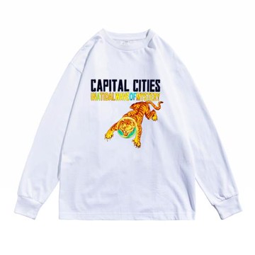 歐美獨立搖滾capital cities樂團印花長袖個性T恤寬松男女同款