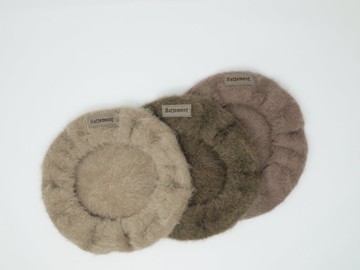 貝雷帽馬海毛針織帽兒童帽子兒童帽子帽蓬鬆Mokomoko親子媽媽