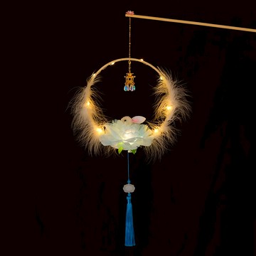 2022年元宵節兒童古風手提燈兔子燈籠diy材料包虎年手提玉兔花燈