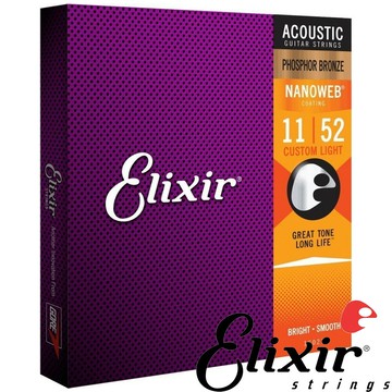 非凡樂器『Elixir』11-52 薄膜NANOWEB 磷青銅民謠木吉他弦  / 公司貨供應中????