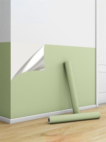 貼牆紙自黏防水防潮房間臥室牆布綠色商用超加厚牆面宿舍莫蘭迪