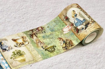 Alice in Wonderland vintage collage Extra Wide washi sticker