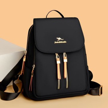 黑色牛津布雙肩包女2025新款時尚休閑女士大容量通勤百搭旅行背包