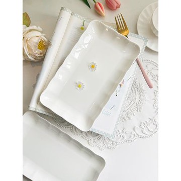 2025新款骨瓷花瓣盤平盤點心擺盤水果深盤餐盤家用托盤子陶瓷餐具