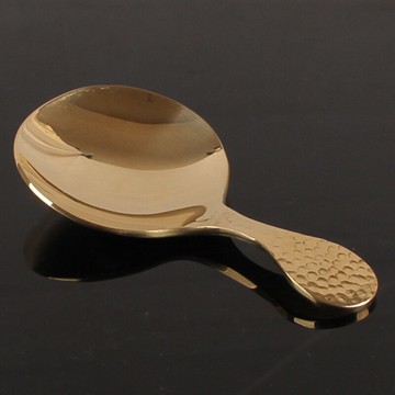 純銅短柄勺圓頭吃飯勺便攜兒童學生主餐勺寶寶家用加厚黃銅圓勺子1入