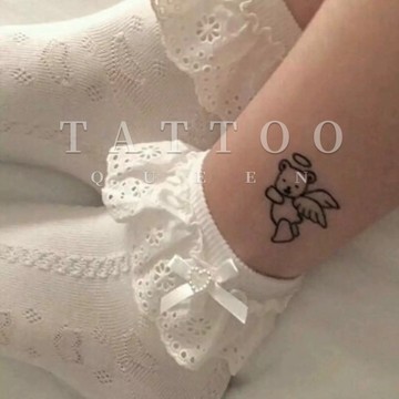 現貨在台 貓熊繽雰 軟妹少女風可愛天使小熊邱比特LOLITA甜美紋身貼紙花臂女王TATTOO  91 魔法少女月牙 腳腕