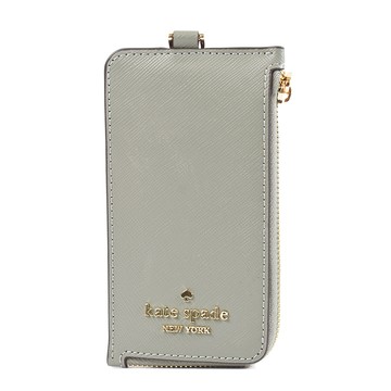 KATE SPADE Madison十字紋防刮識別證掛帶票卡夾-暗松綠