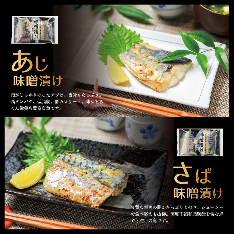 お歳暮 プレゼント おまかせ味噌漬け [10種20切] 鯖 サーモン あじ ぶり 赤魚 さわら おすすめの漬け魚を詰め合わせ（2品固定）