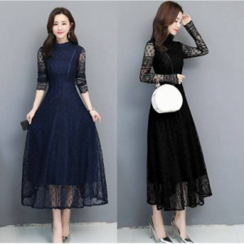 パーティードレス 結婚式 お呼ばれドレス 代 30代 40代 袖あり 長袖 結婚式ワンピース 黒ロングワンピース 結婚式お呼ばれドレス大きい 通販 Lineポイント最大get Lineショッピング