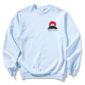 左胸 富士山 男女大學T 刷毛 中性版 水藍色 日本 東京 Tokyo秋冬