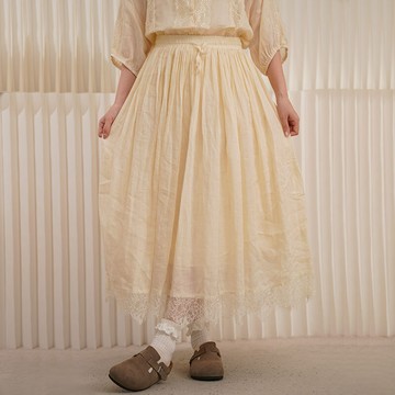 復古雙層蕾絲邊半裙121421C