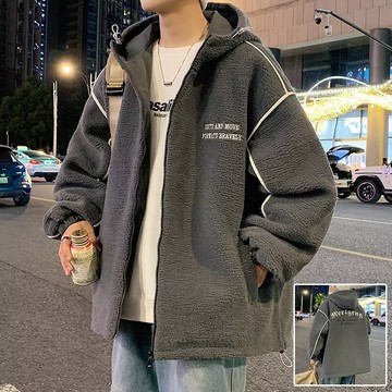 韓版羊羔絨外套男 秋冬季新款 美式 ins潮牌 寬鬆 休閒 保暖 外套 情侶 百搭 連帽（JCSK63）【壹號站】