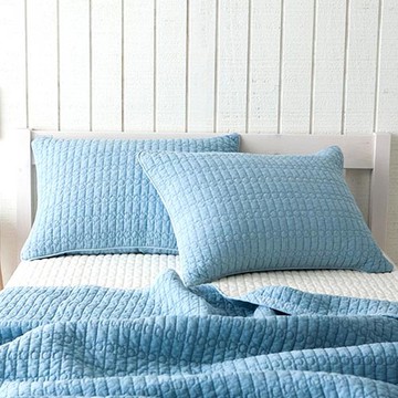 De Grey 韓國製造 基本款 顏料染 純棉 枕頭套  40 x 60 cm  2件  藍色