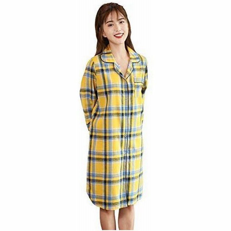 レディース 前開きパジャマ ワンピース パジャマ 部屋着 長袖 寝巻き 可愛い 膝丈長袖パジャマ 綿100 春夏 シャツパジャマ ナイトウェ 通販 Lineポイント最大0 5 Get Lineショッピング