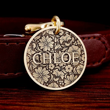 定制黃銅寵物牌 個性化狗牌 貓 ID 牌 花狗項圈 Handmade